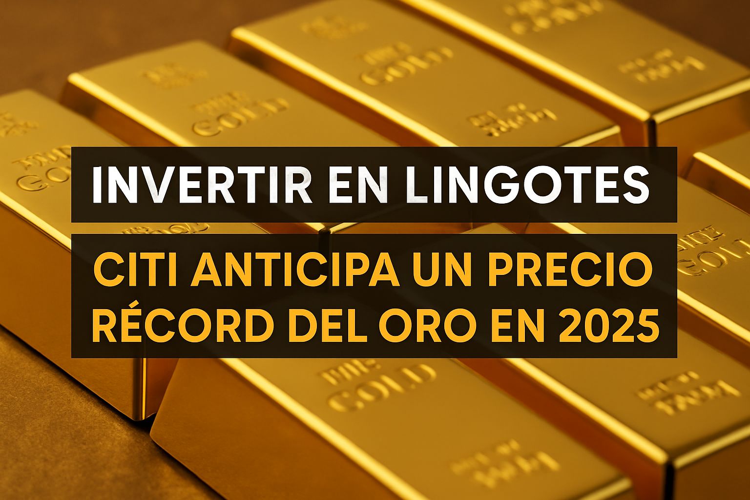 Lingotes de oro de alta pureza apilados sobre superficie dorada, ideales para quienes buscan invertir en lingotes como refugio ante la incertidumbre económica.